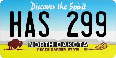 ND license plate HAS299