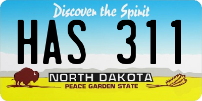 ND license plate HAS311