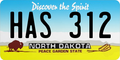 ND license plate HAS312