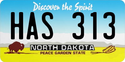 ND license plate HAS313