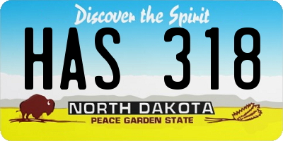 ND license plate HAS318