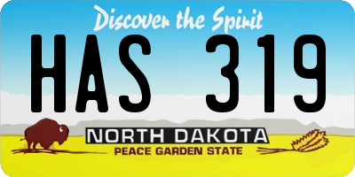 ND license plate HAS319