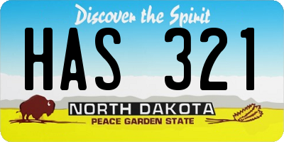 ND license plate HAS321