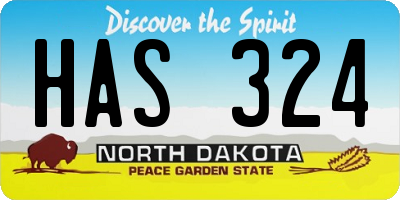 ND license plate HAS324