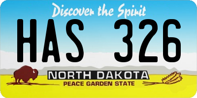 ND license plate HAS326