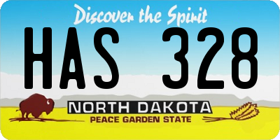 ND license plate HAS328