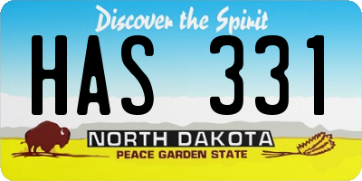 ND license plate HAS331