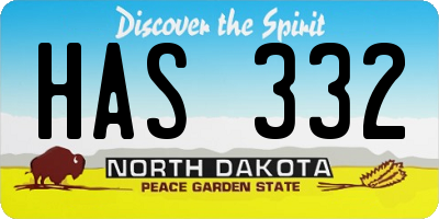 ND license plate HAS332