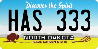 ND license plate HAS333