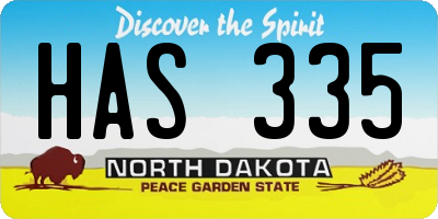 ND license plate HAS335