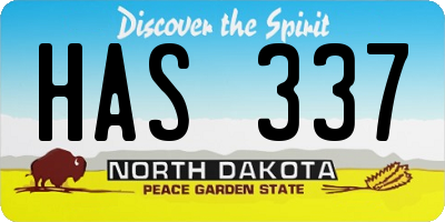 ND license plate HAS337