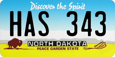 ND license plate HAS343