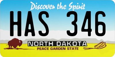 ND license plate HAS346