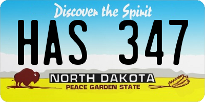 ND license plate HAS347