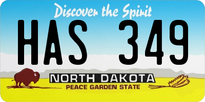 ND license plate HAS349