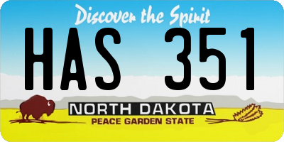 ND license plate HAS351