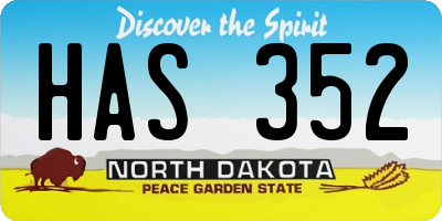 ND license plate HAS352