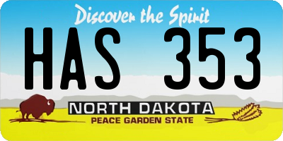 ND license plate HAS353