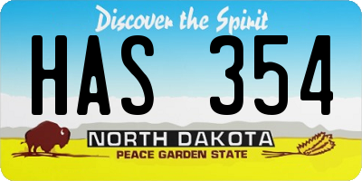 ND license plate HAS354