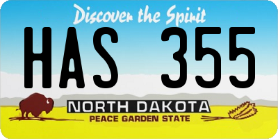 ND license plate HAS355