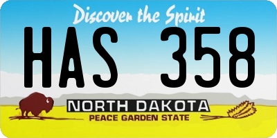 ND license plate HAS358