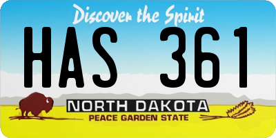 ND license plate HAS361