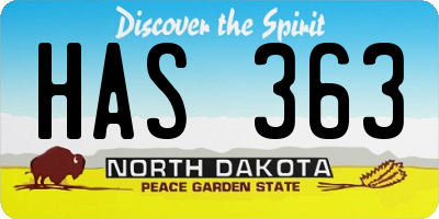 ND license plate HAS363