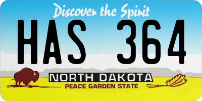 ND license plate HAS364