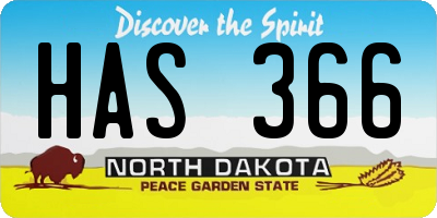 ND license plate HAS366