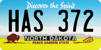 ND license plate HAS372