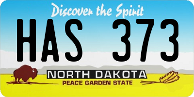 ND license plate HAS373