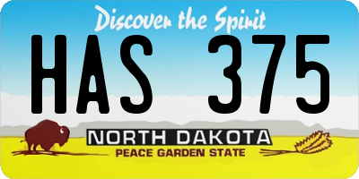 ND license plate HAS375