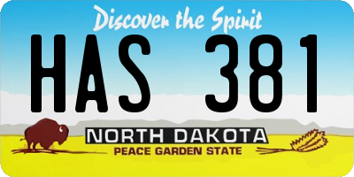 ND license plate HAS381