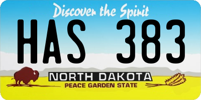 ND license plate HAS383