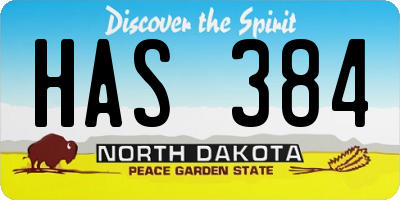 ND license plate HAS384