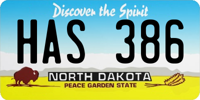 ND license plate HAS386