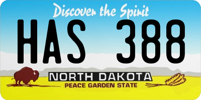 ND license plate HAS388