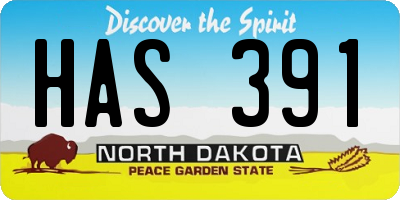 ND license plate HAS391