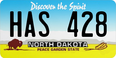 ND license plate HAS428