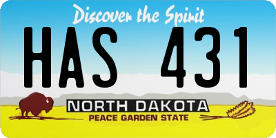 ND license plate HAS431