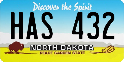 ND license plate HAS432