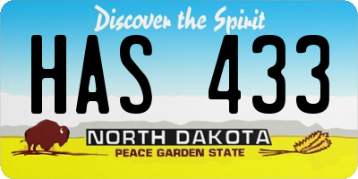 ND license plate HAS433