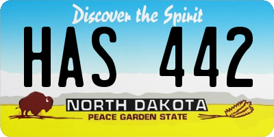 ND license plate HAS442