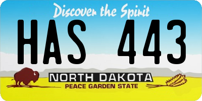 ND license plate HAS443