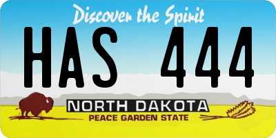 ND license plate HAS444