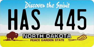 ND license plate HAS445