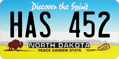 ND license plate HAS452