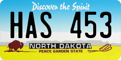 ND license plate HAS453