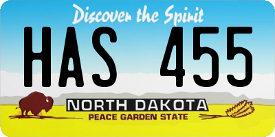 ND license plate HAS455