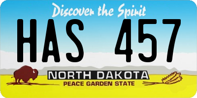 ND license plate HAS457